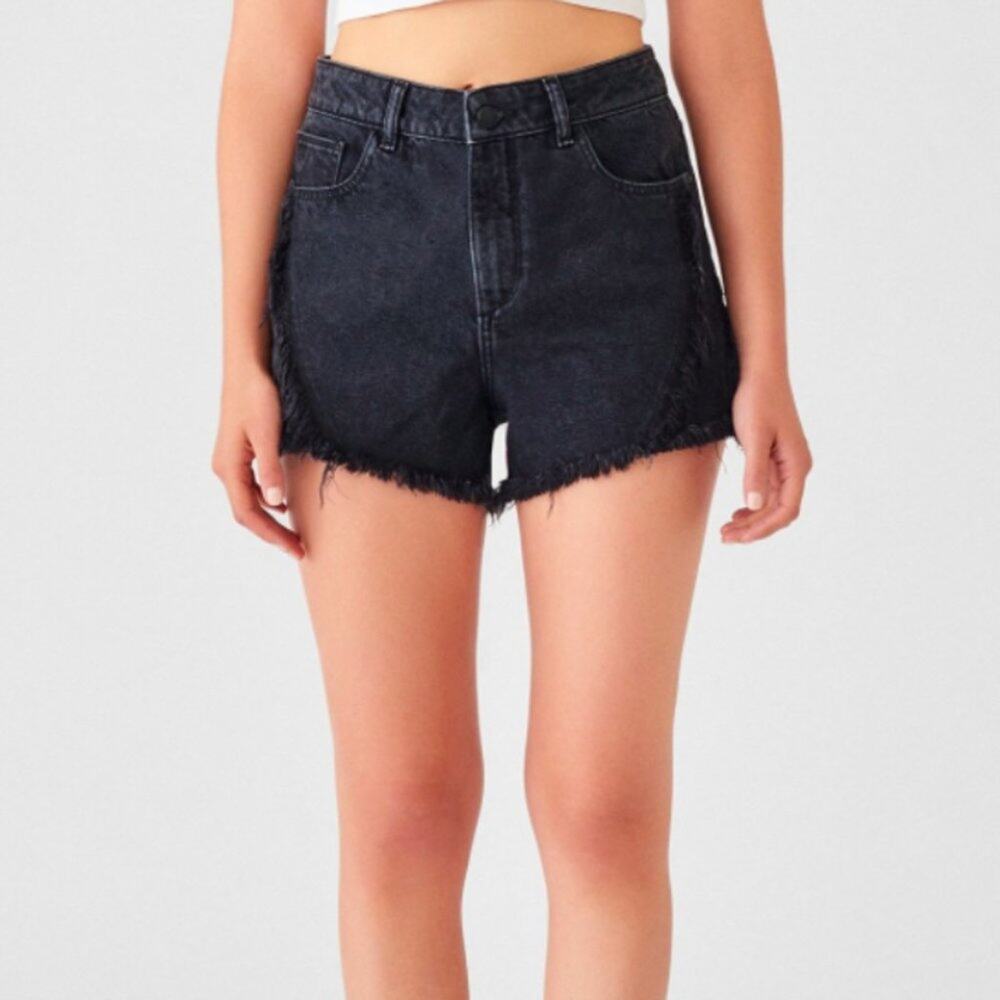 DL1961 Cleo High Rise Denim Shorts in Feather Wash